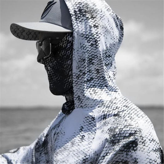 UPF 50+ Mens Hooded Fishing Shirt with Mask - Angler Clubhouse